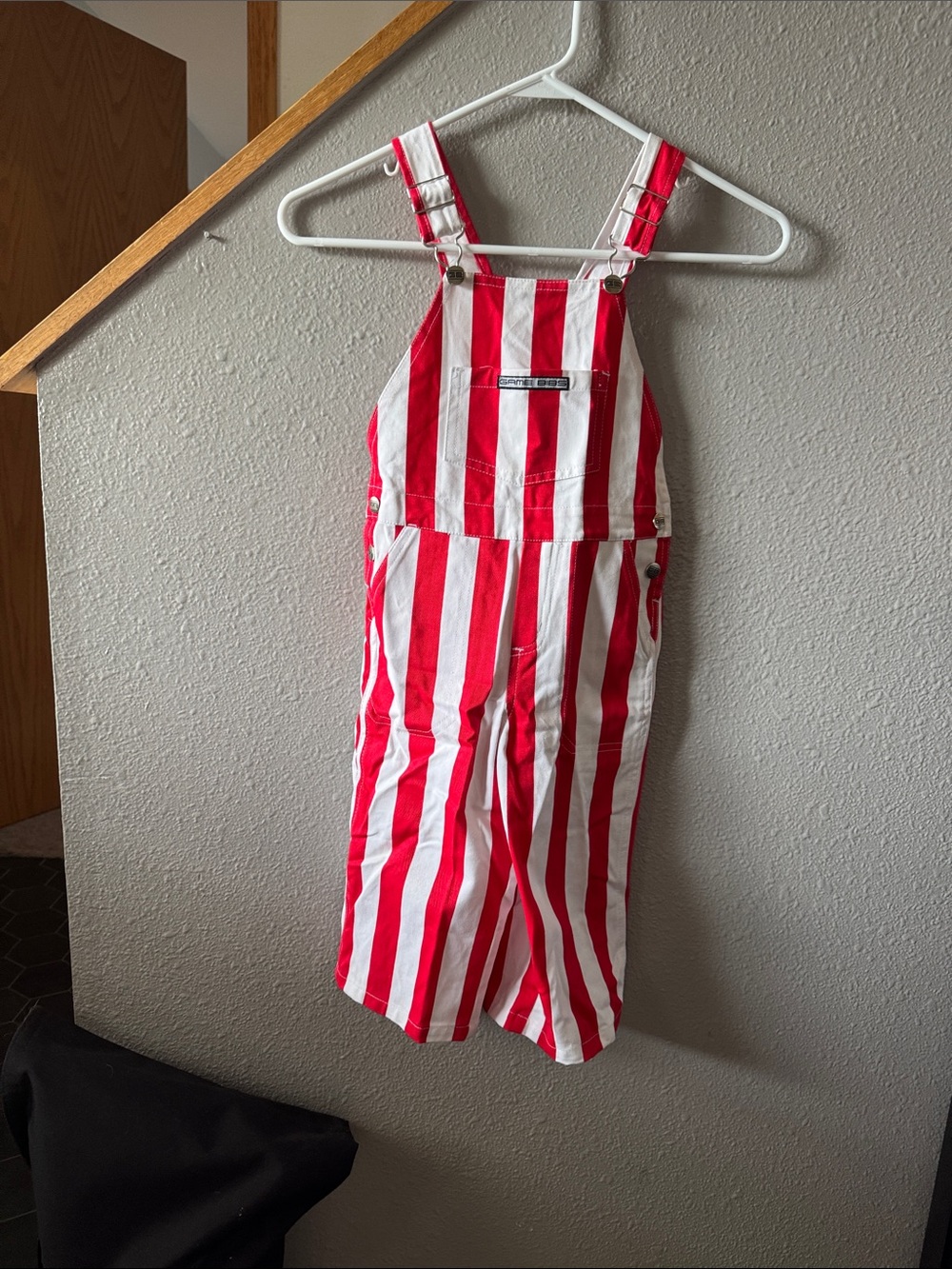 Striped Red & White Kids Overalls with Adjustable Straps